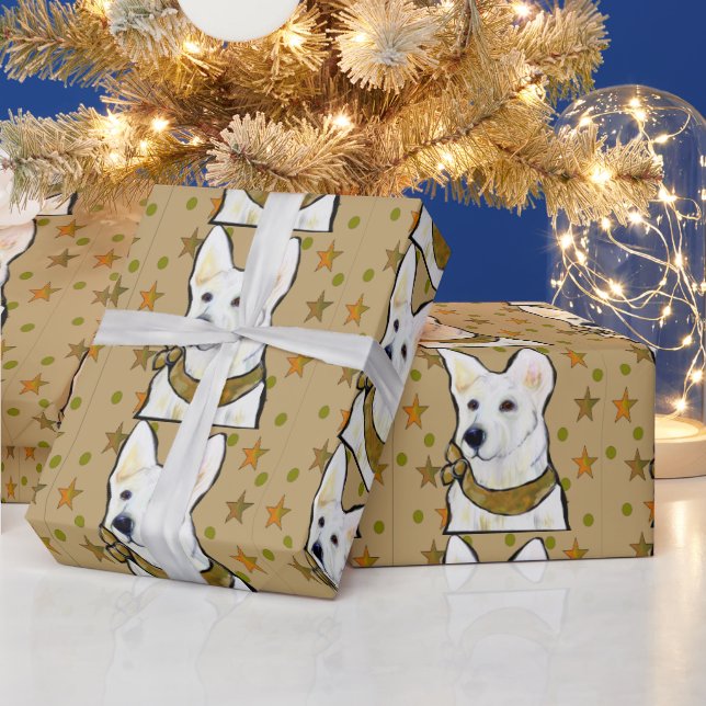 Papier Cadeau Soldat berger allemand blanc (Vacances)