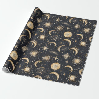 Papier Cadeau Soleil céleste et étoiles Ciel nocturne