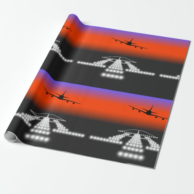 Papier Cadeau Soleil d'approche de l'avion aux feux de piste Avi (Déroulé)