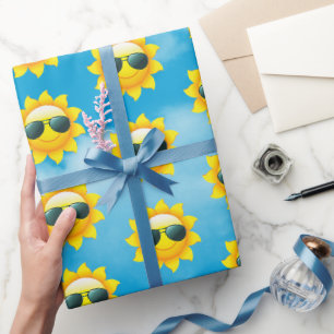 Papier Cadeau Soleil heureux avec lunettes de soleil