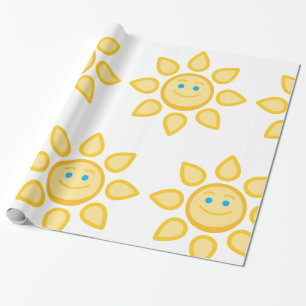 Papier Cadeau Soleil souriant, visage joyeux