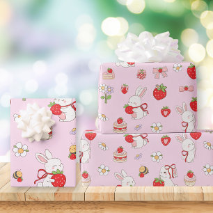 Papier Cadeau Some Bunny Anniversaire Rose