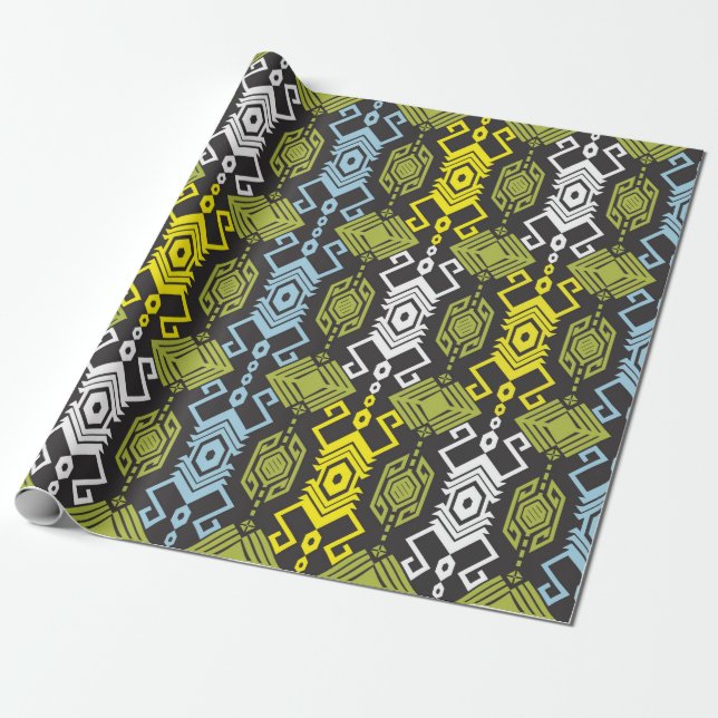Papier Cadeau Songket Tenun Motif géométrique sans couture avec  (Déroulé)