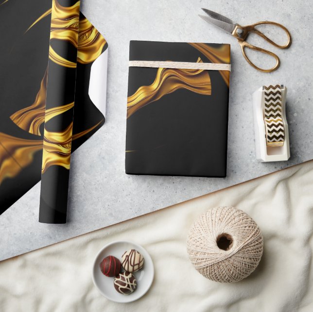 Papier Cadeau Sophisticated Presentation: Black& & Gold Abstract (Artisanat)