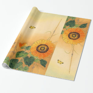 Papier Cadeau SOUFFLE, BOUTEILLE, FEUILLE VERT Floral japonais