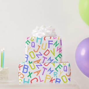 Papier Cadeau Soupe Alphabet arc-en-ciel papier d'enveloppement 