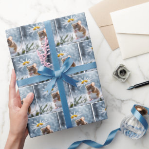 Papier Cadeau Souris Avec Maisonnière En Neige