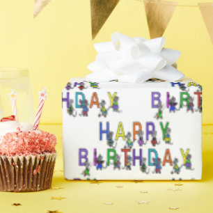 Papier Cadeau Souris d'anniversaire en blanc