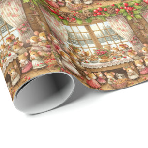 Papier Cadeau Souris de famille à Noël