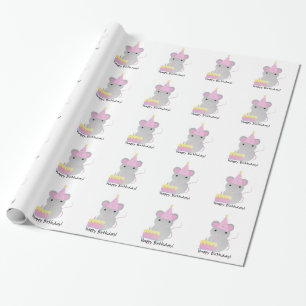 Papier Cadeau Souris de la fête des mûres d'anniversaire