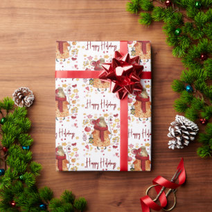 Papier Cadeau Souris de Noël avec lanterne