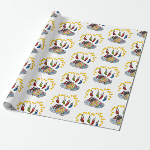 Papier Cadeau Souris de Noël et de Nouvel An avec bas et li