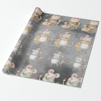 Papier Cadeau Souris et rat, noël de lapin