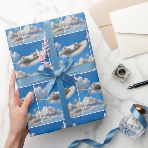 Papier Cadeau Souris flottant sur une plume