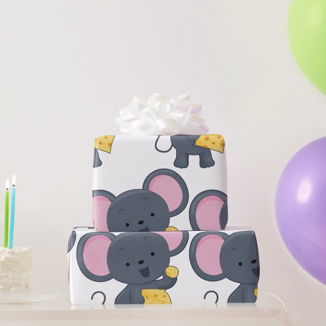 Papier Cadeau Souris manger du fromage (Créateur téléchargé)