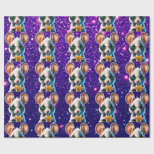 Papier Cadeau Souris mignonne Charmant Caractère Thématique Enve (Plat)