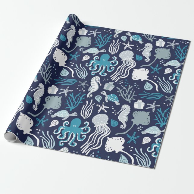 Papier Cadeau Sous la mer (Déroulé)