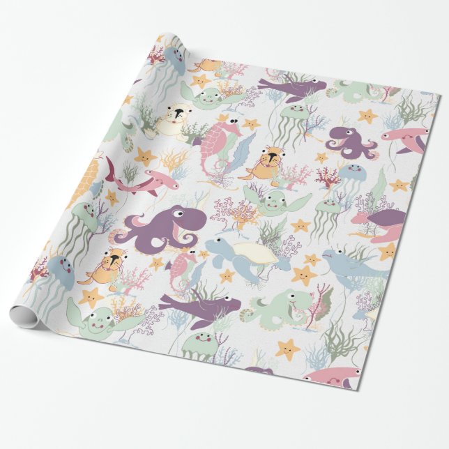 Papier Cadeau Sous la mer (Déroulé)