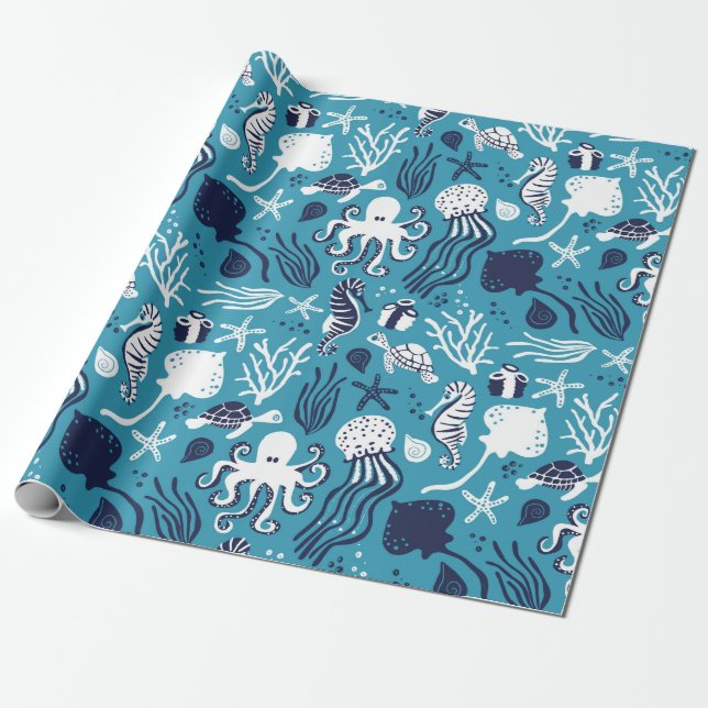 Papier Cadeau Sous la mer (Déroulé)