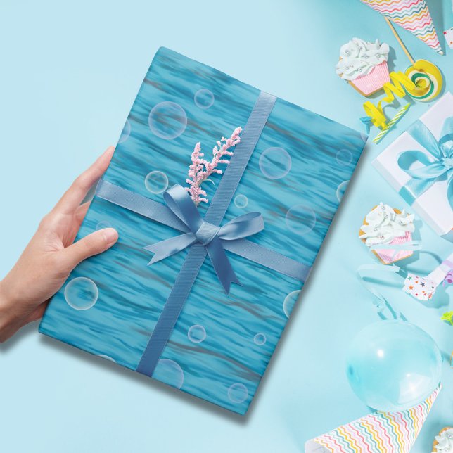 Papier Cadeau Sous La Mer Avec Dauphins Anniversaire (Créateur téléchargé)
