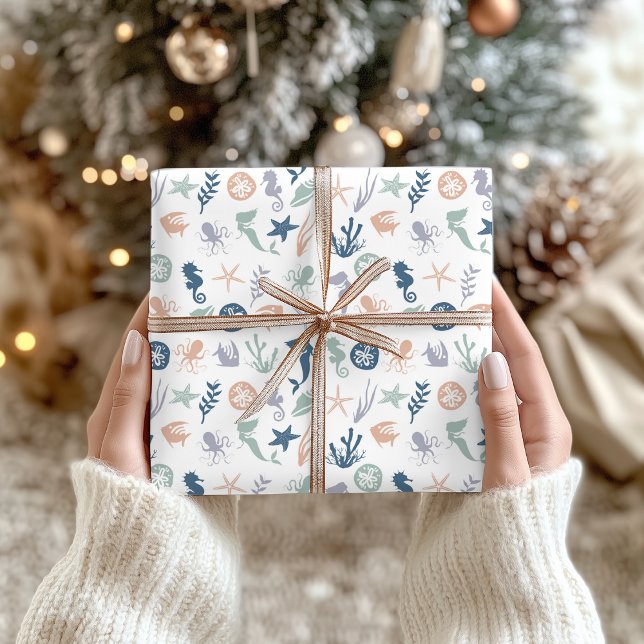 Papier Cadeau Sous la mer Sirène Seahorse Starfish (Créateur téléchargé)