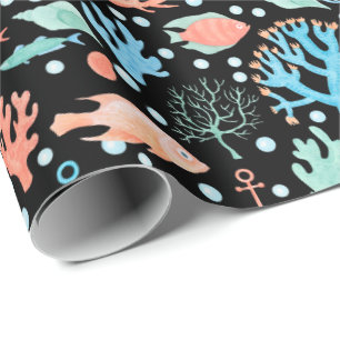 Papier Cadeau Sous l'Ancre de corail de l'ange de la mer Noir na