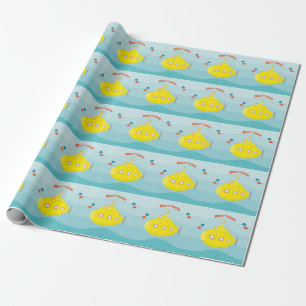 Papier Cadeau Sous-marin jaune profond