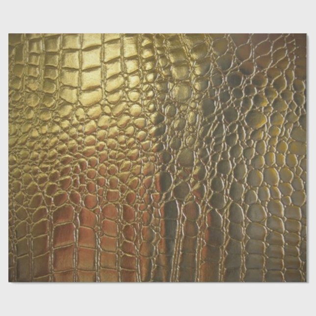 Papier Cadeau Souteneur en cuir exotique d'alligator d'or (Plat)