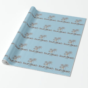 Papier Cadeau South Beach Miami, Floride et Palms gris