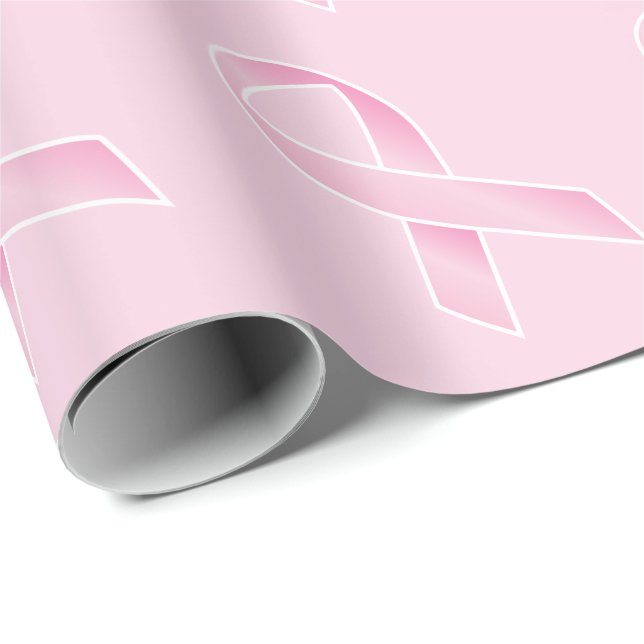 Papier Cadeau Soutien du ruban rose du cancer du sein (Coin rond)
