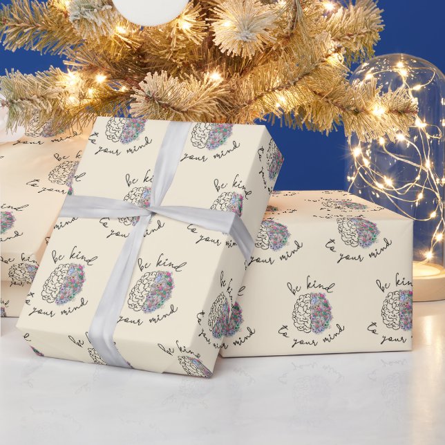 Papier Cadeau Soyez Gentil À Votre Esprit Floral Cerveau Santé M (Vacances)