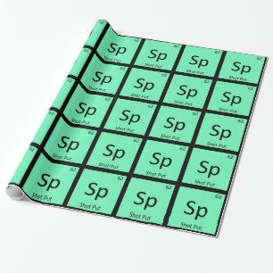 Papier Cadeau Sp - Lancer du poids symbole chimique Athlétisme