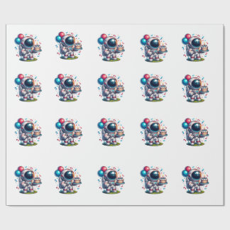 Papier Cadeau Space Explorer Astronaut Birthday Wrapping Paper 
