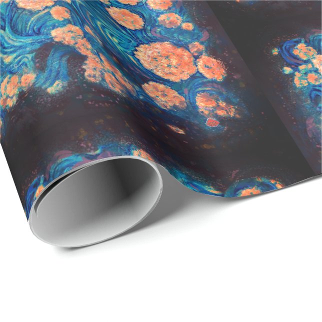 Papier Cadeau Space Mimosa Golden Nebula Blossom (Coin rond)