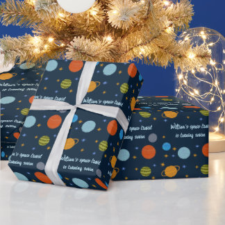 Papier Cadeau Space Planètes Galaxy Stars Garçon Baby shower Cad