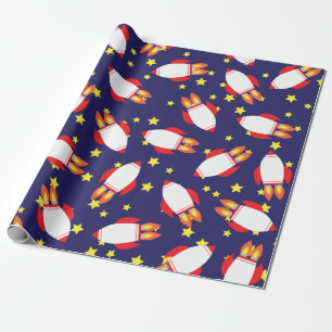 Papier Cadeau Space Rocket Ship Anniversaire