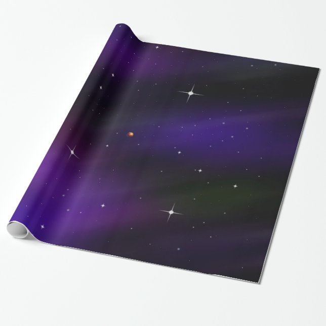 Papier Cadeau Spacescape With Planètes and Stars (Déroulé)