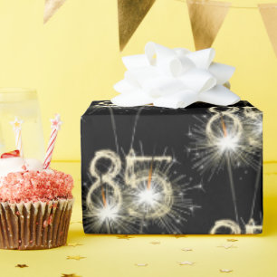 Papier Cadeau Sparklers pour 85e anniversaire sur fond noir  