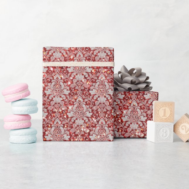 Papier Cadeau Sparkly Luxury Damask & Parties scintillant - Roug (Baby Shower)