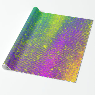 Papier Cadeau Sparkly Miami Sequin brillant Bambou violet rose