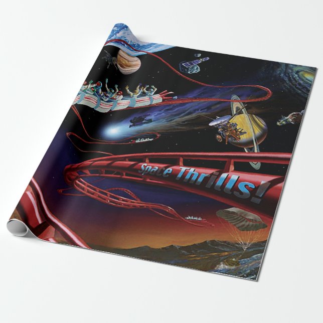 Papier Cadeau Spatiale Frissons Dessous de verre à rouleaux cosm (Déroulé)