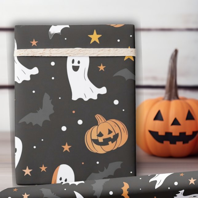 Papier Cadeau Spectres éffrayants Et Ghoulish Gourds Halloween (Spooky Specters And Ghoulish Gourds Halloween Wrapping Paper)