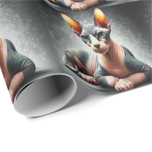 Papier Cadeau Sphynx Réaliste Chat, Sphynx Amoureux des chats sa