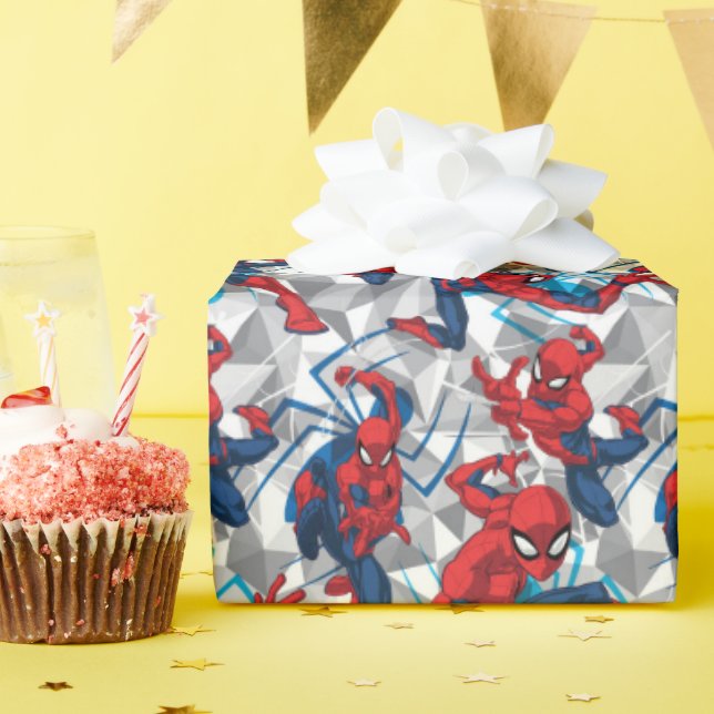 Papier Cadeau Spider-Man | Motif d'art de caractères géométrique (Fête d'anniversaire)