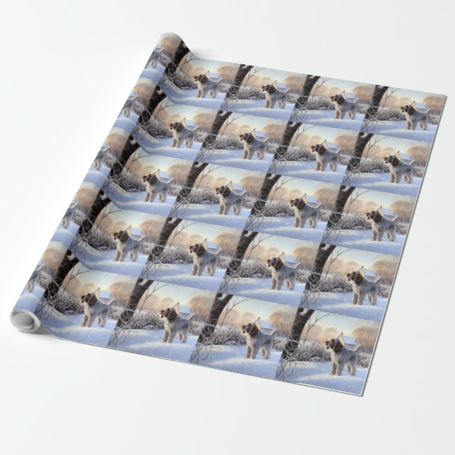 Papier Cadeau Spinone Italiano Laisser Neige Noël (Déroulé)