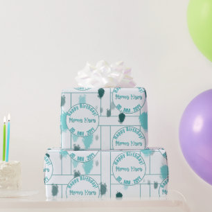 Papier Cadeau Splash couleur gris bleu Abstrait personnalisé