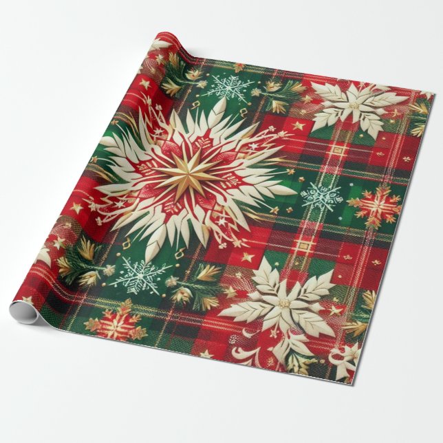 Papier Cadeau Splendeur de flocon de neige (Déroulé)