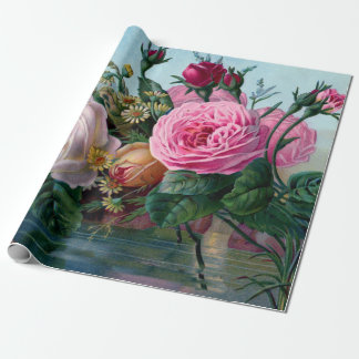 Papier Cadeau Spring Vintage Flower Linen Wrapping Paper