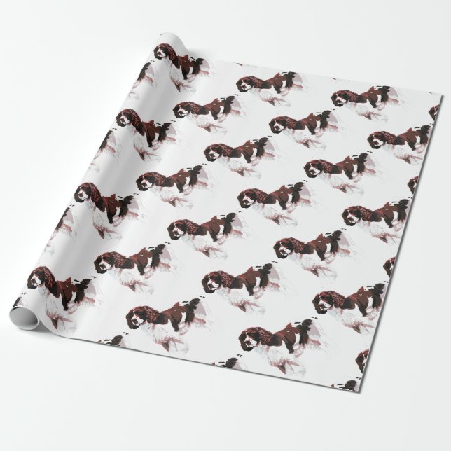 Papier Cadeau Springer spaniel Brown et blanc (Déroulé)