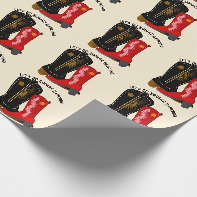 Papier Cadeau Square Dance Cowboy Boots (Coin)